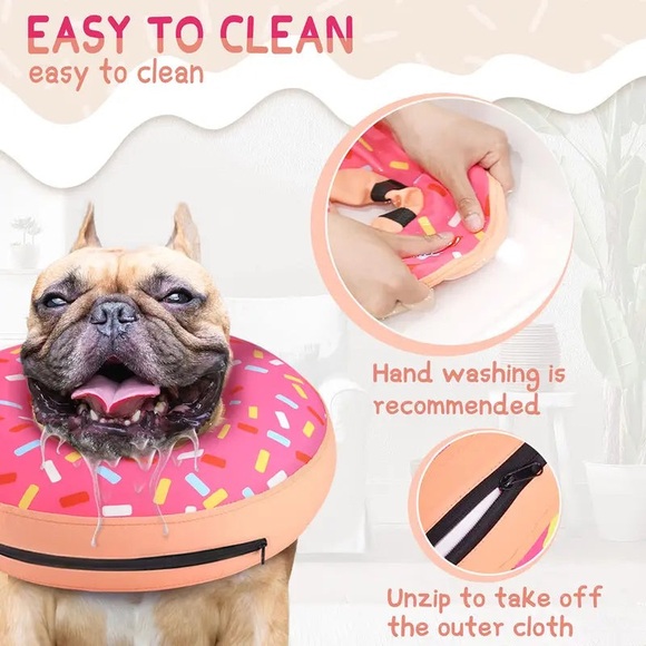 Donut Inflatable Dog Recovery Collar–Size Large, Soft Comfy Cone Alternative 🍩 - Picture 9 of 11